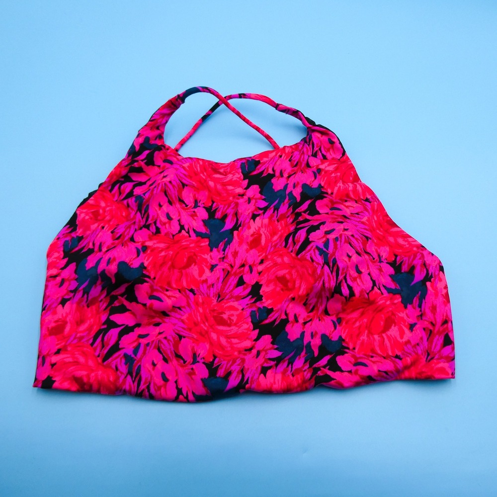 Victoria's Secret Bralette Womens Medium Pink Floral High‎ Neck Mesh Polyester